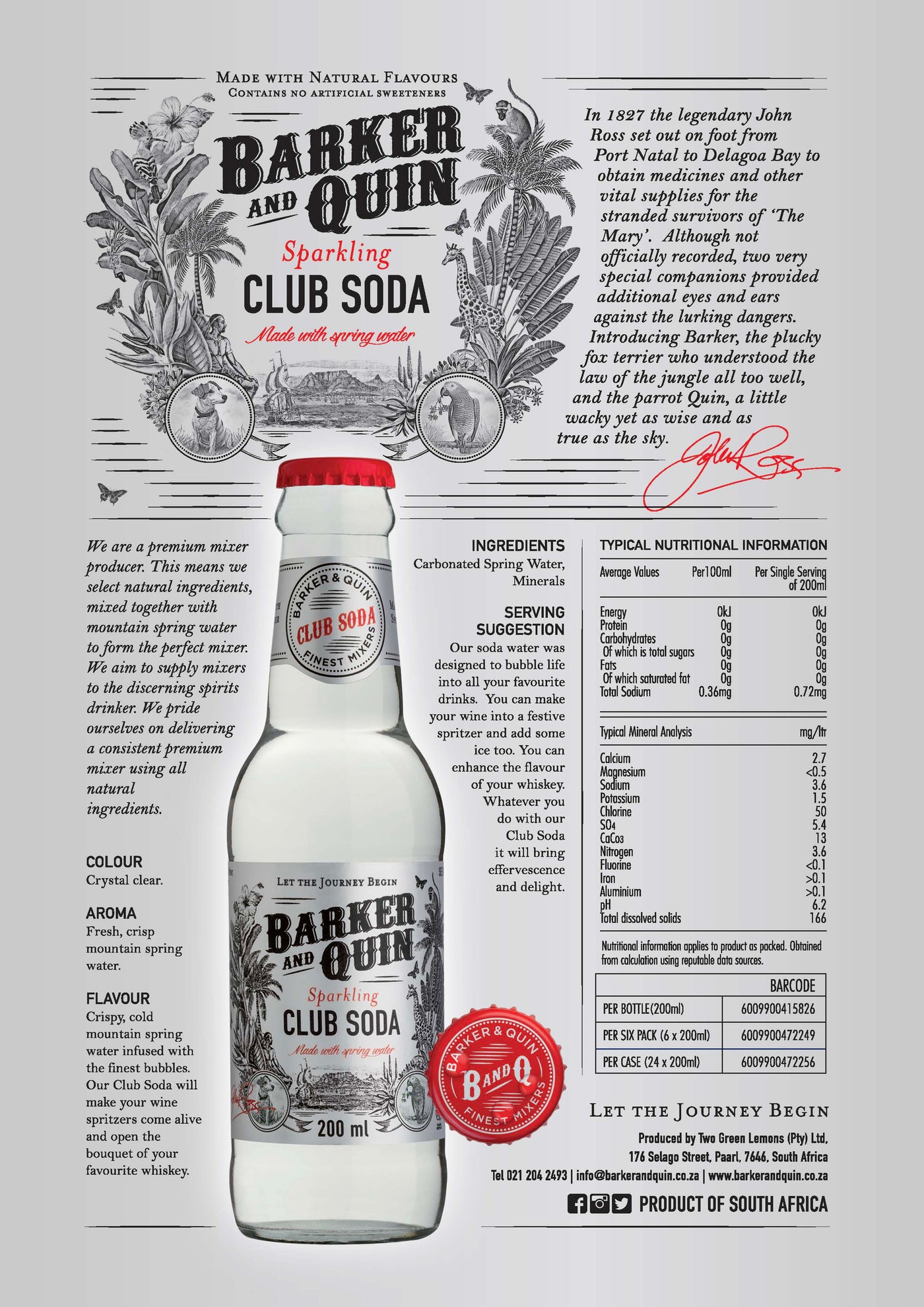 Sparkling Club Soda fact sheet