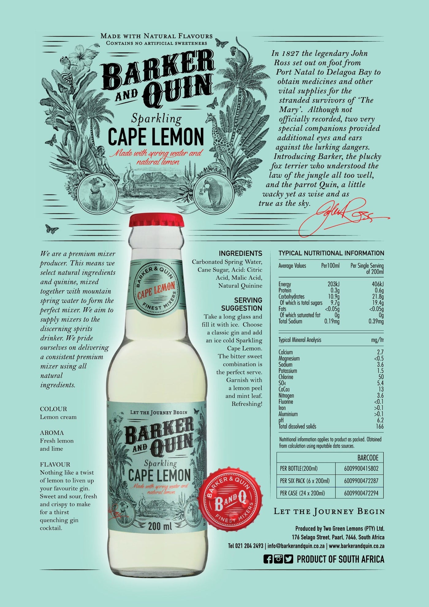 Sparkling Cape Lemon fact sheet