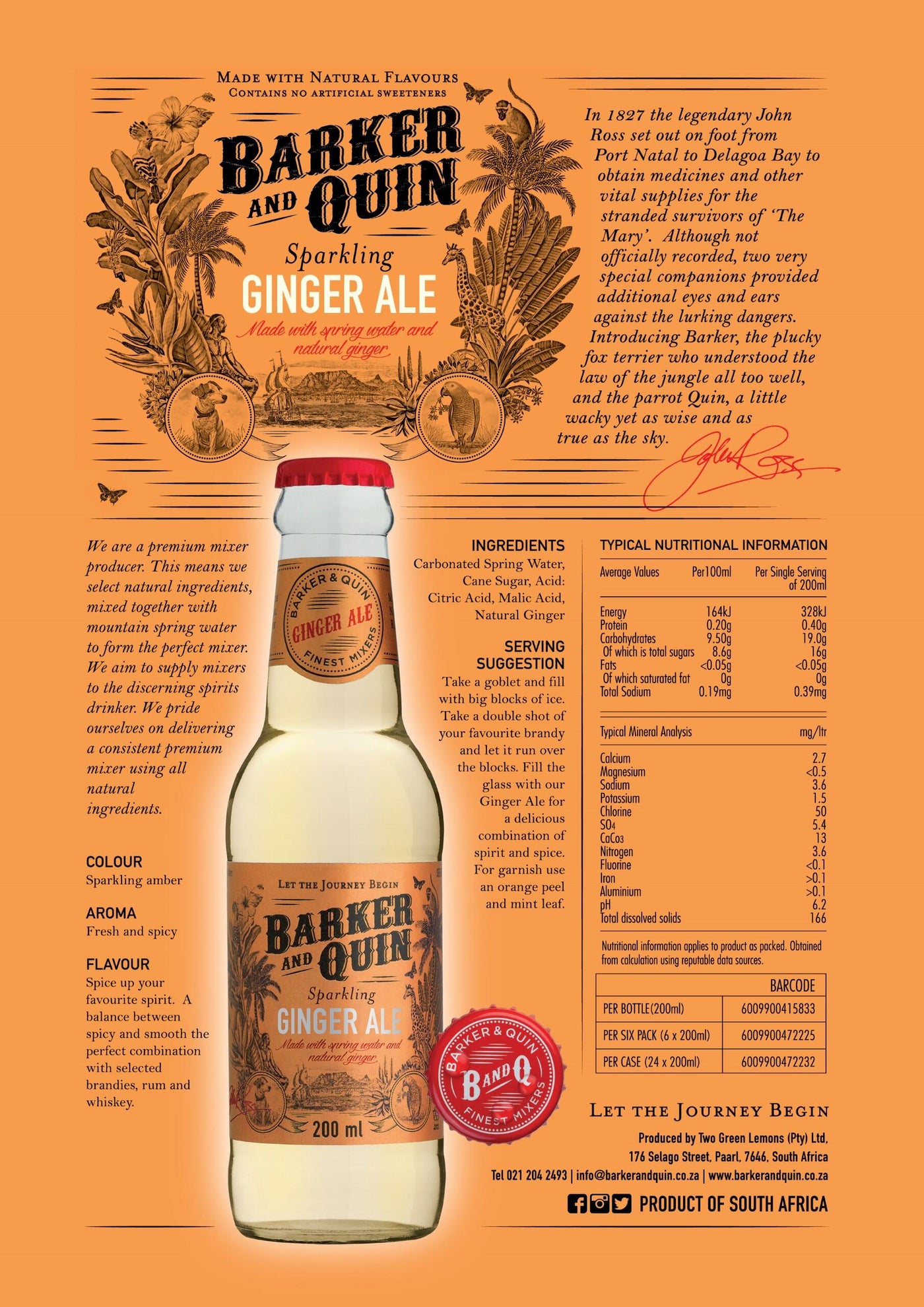 Sparkling Ginger Ale fact sheet